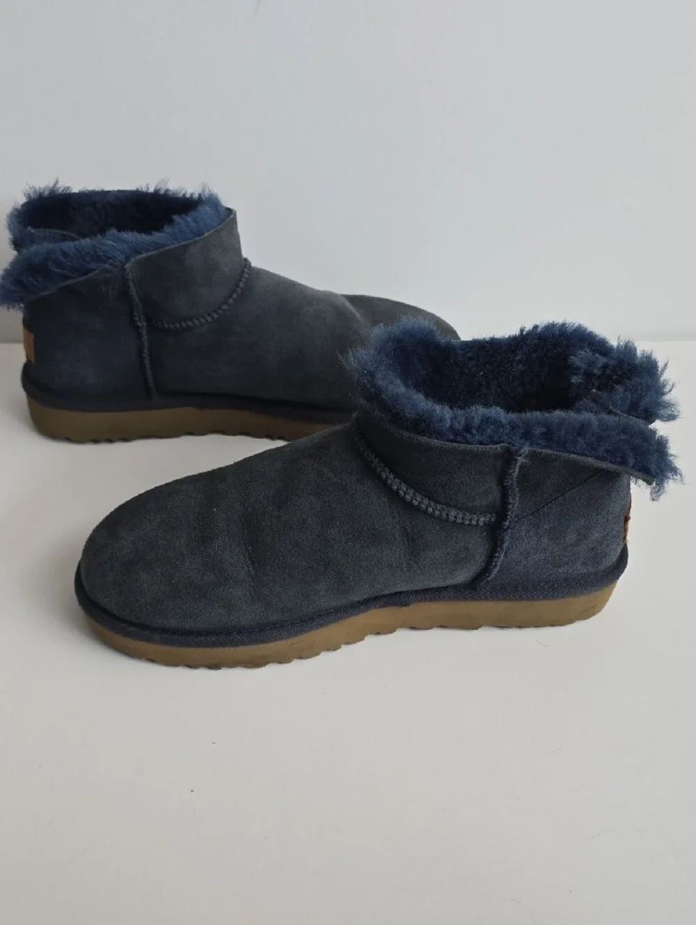 UGG Classic Ultra Mini Boots Navy Blue Suede Shearling Women's Size 11